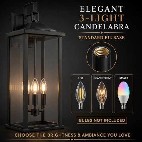 24 Inch 1 Pack Outdoor Wall Sconce (3 Count)