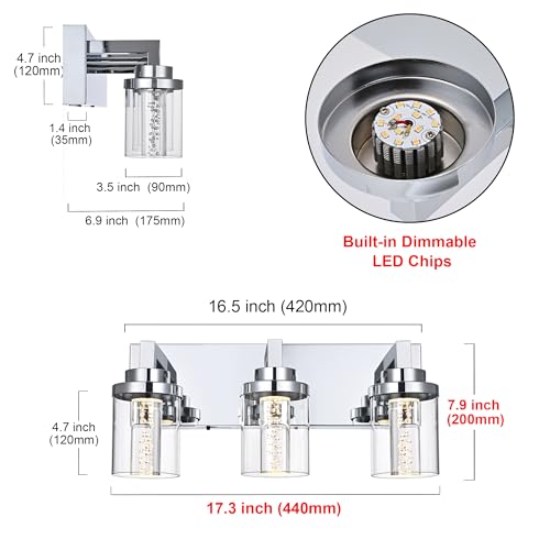Modern LED Bathroom Vanity Light Bar Chrome