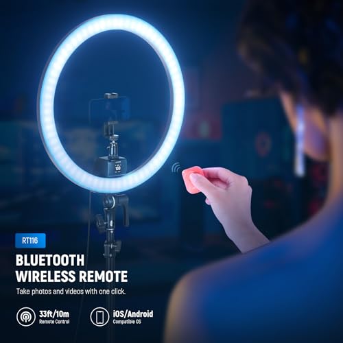 SRP18C 18 Inch RGB LED Ring Light Kit with Reversible Tripod Light Stand App Control Phone Holder Compatible with iPhone