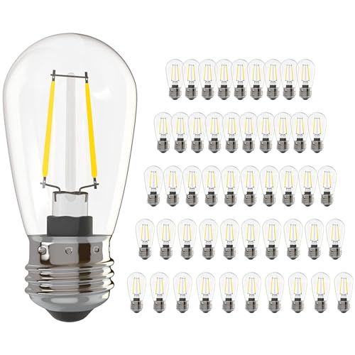 100 Pack S14 2W Outdoor String Lights Vintage LED Filament Bulbs (100 Count)