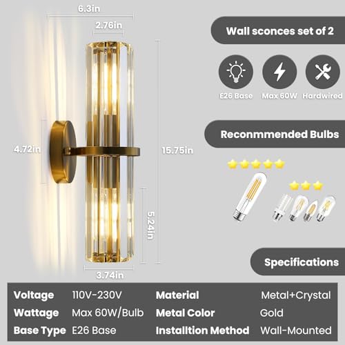 Crystal Wall Sconce Set of 2 (2 Count)
