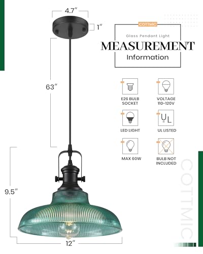 Green Glass Pendant Lights Kitchen Island (2 Count)