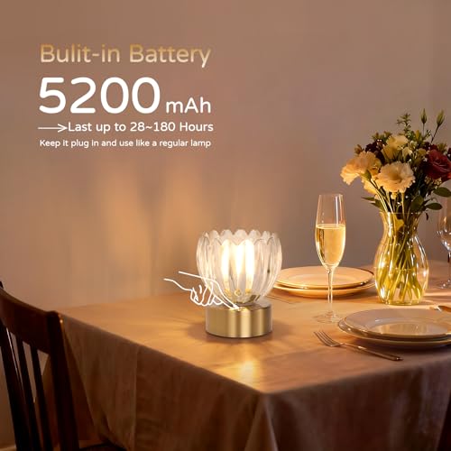 Cordless Small Table Lamp with 5200mAh Battery & Touch Control