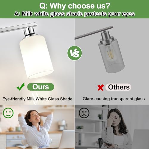 4 Light Vanity Light with Milky White Shades