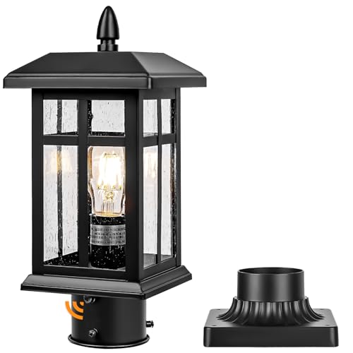Dusk to Dawn Black Outdoor Post Light Fixture Electric Hardwired