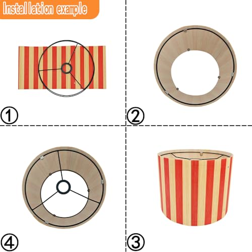bamboo lamp shade modern decorative red stripe groovy unique Lamp Replacement Accessories E27 size 30x23cm