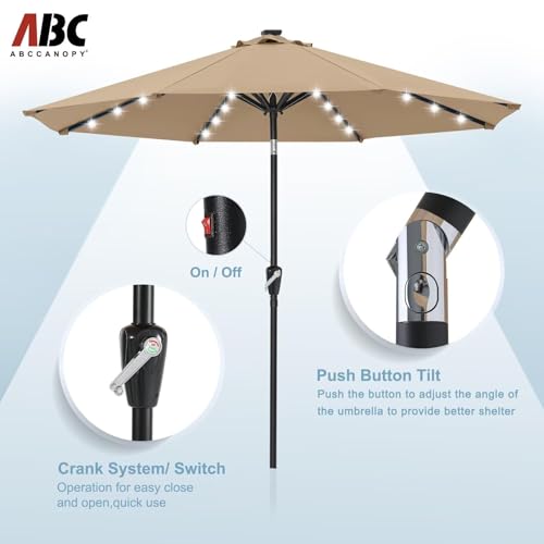 Solar Led Patio Umbrella with 32 Lights 11FT