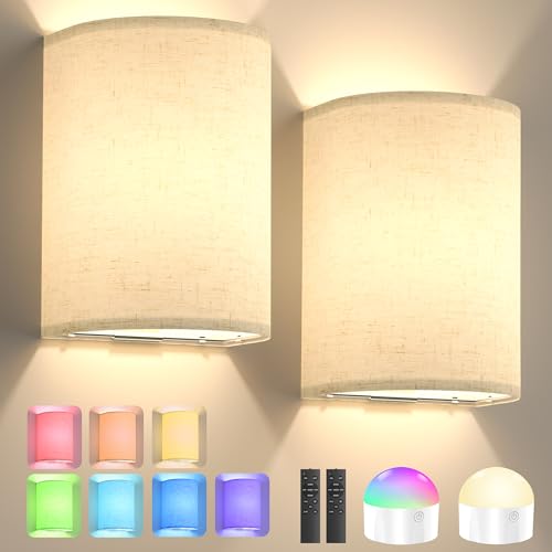 Battery Operated Rechargeable Wall Sconce Set of Two with 10000mAh Battery (2 Count)