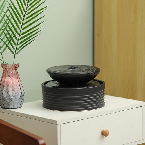 Outdoor and Indoor Ceramic Tabletop Desktop Fountain Water Feature Home and Office Decoration