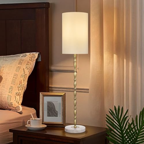 31" Tall Skinny Gold Buffet Lamps Set of 2 with Marble Base for Living Room (2 Count)