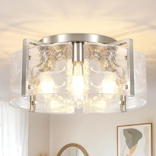 Modern Brushed Nickel Semi Flush Mount Ceiling Light