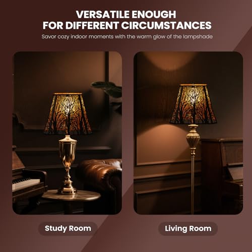 Rectangle Large Metal Lampshade Forest Etching Forest Lamp Shade Pattern Fits For Table Lamps And Floor Lamps Spider Fitter