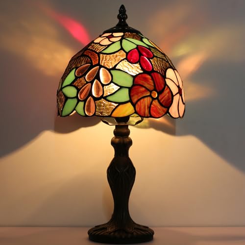 Small Tiffany Table Lamp 15" Stained Glass Lamp Purple Grapes Style
