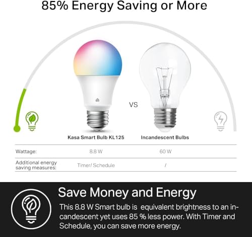 Light Bulbs Full Color Changing Dimmable Smart WiFi Bulbs Compatible with Alexa and Google Home (2 Count)
