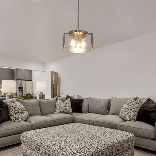 Glass Drum Chandelier for Dining Room
