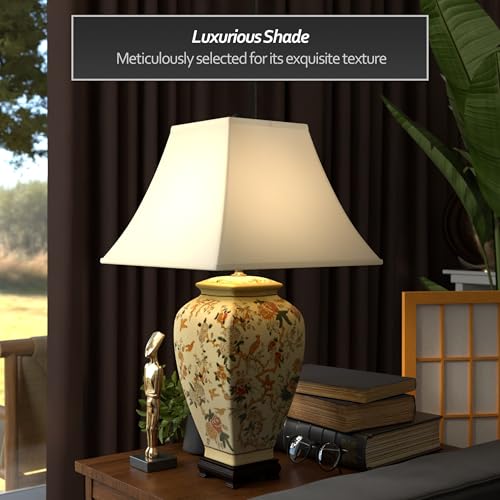 25" Autumn Birds and Flowers Vase Lamp