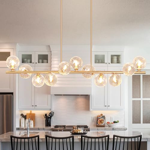 Dining Room Chandelier 51" Gold Sputnik Chandelier Linear Chandeliers for Dining Room