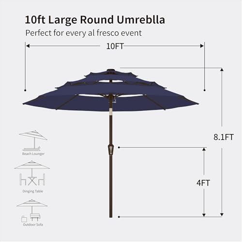 10ft 3 Tier Patio Umbrella