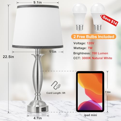 Bedroom Lamps for Nightstand (2 Count)