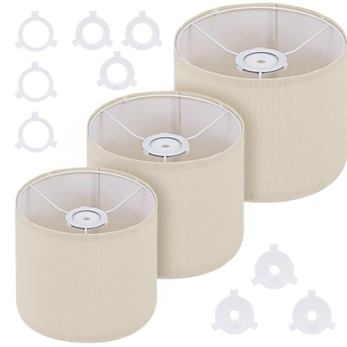 Set of 3 Beige Linen Drum Lampshades (3 Count)