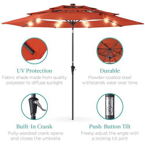 10ft 3 Tier Solar Patio Umbrella