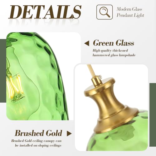 Green Glass Pendant Lights Kitchen Island (2 Count)