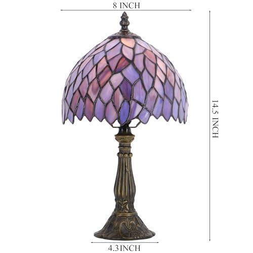 Tiffany Lamp Stained Glass Table Bedside Accent Light 8X8X14.5 inch