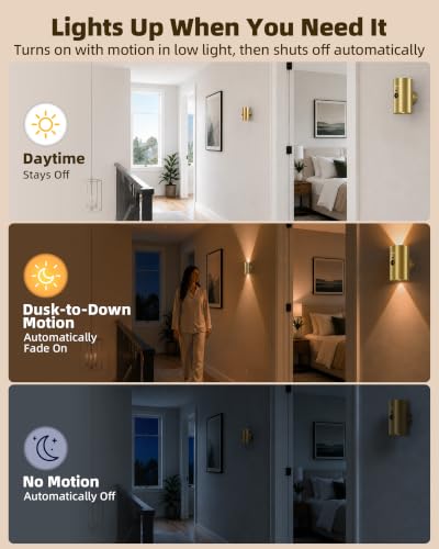 Motion Sensor Wall Sconces with Remote (2 Count)