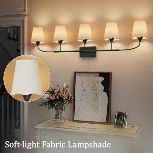 Bathroom Light Fixtures Over Mirror (Black / 5 Light)