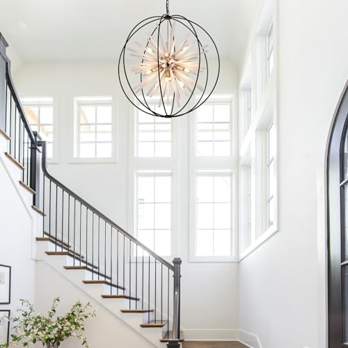 31.5" Black Gold Large Globe Sputnik Chandelier