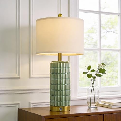 25'' Bedside Table Lamps Set of 2 for Living Room with USB A&C Ports (2 Count)