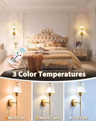 19.3 Inch Crystal Battery Operated Wall Sconces Set of 2