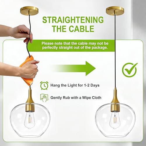 9.45in Gold Pendant Lights Kitchen Island with Clear Glass Shade 1Pack