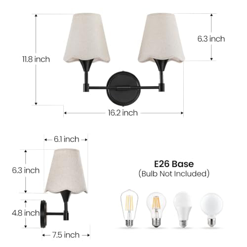 Black Bathroom Vanity Light Fixtures (Matte Black / 2 LIGHT)