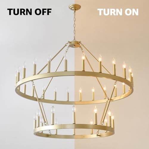 48" Gold Wagon Wheel Chandelier Foyer Chandeliers for High Ceilings