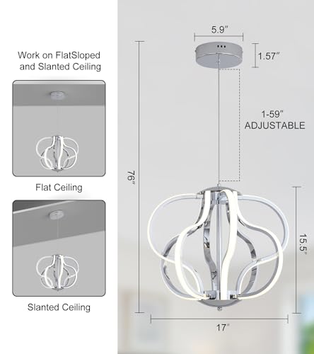 Modern Chrome LED Chandelier with Remote Control