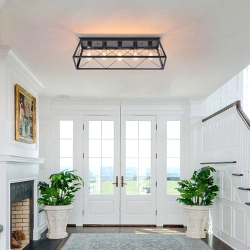 31.5" Black Flush Mount Ceiling Light Fixture