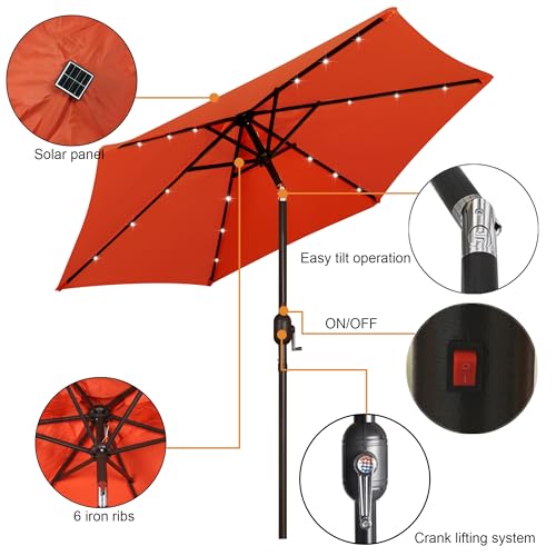 7.5 ft Solar Umbrella 18 LED Lighted Patio Umbrella Table Market Umbrella