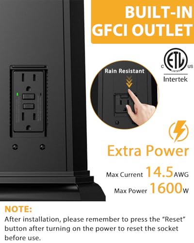 3 Head Motion Sensor Outdoor Post Lights with GFCI Outlet Built in