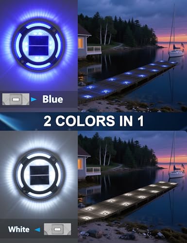 Solar Driveway & Deck Lights 8 Pack Dock Marine Ground LED Lights