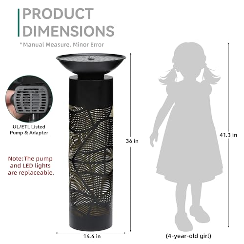 AUTODAYA 32" H Metal Cutout Outdoor Fountain with Charming Lights & Shadow