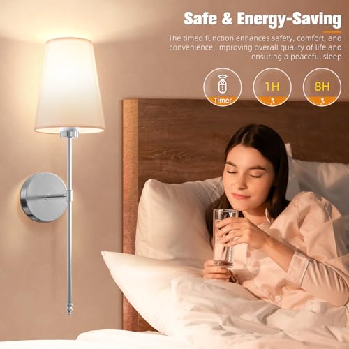 25.4 inch Brushed Nickel Battery Operated Wall Sconce Set of 2 (2 Count)