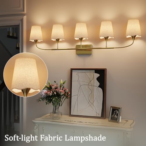 Bathroom Light Fixtures Over Mirror (Gold / 5 Light)