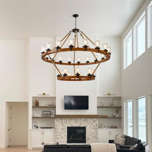 60" 2 Tier Wagon Wheel Chandelier 27