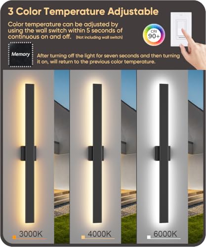 39.4" Black LED Outdoor Wall Light