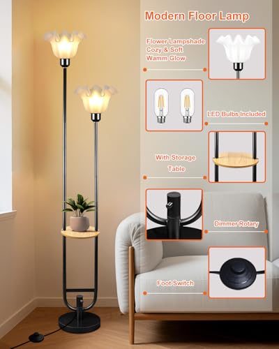 2 Light Flower Floor Lamp with Side Table (3 Count)