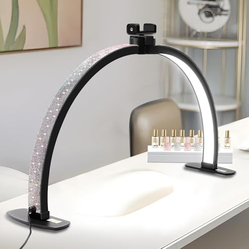 Half Moon Light for Nail Desk with Phone Holder