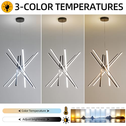 Black 33 inches Modern Sputnik Chandelier 90W LED Chandeliers