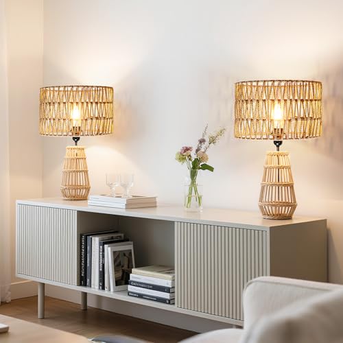Hanging Light Boho Lamp Shades Small Lamp Shades for Table Lamps Vintage Rattan Lampshade for Hanging Lamp Wall Sconce Floor Lamp Woven LampShades for Living Room Decor Pendant Light