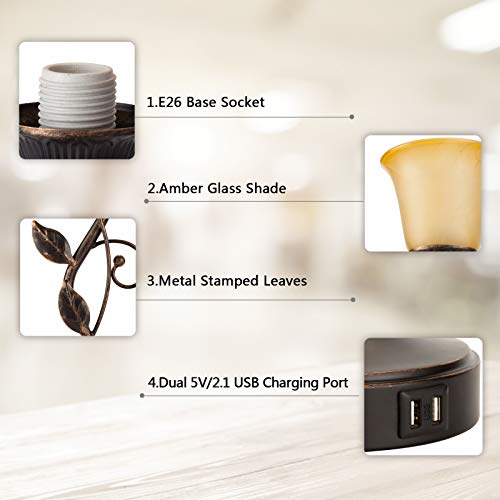 Touch Control Leaf Vintage Table Lamp with 3
